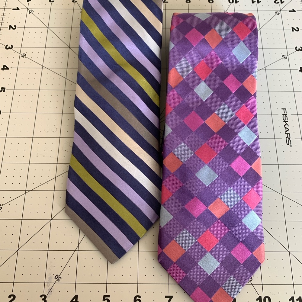 Ted Baker 100% Silk Blue and Purple Patterned Ties